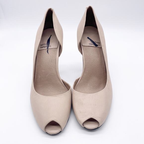 Jeffrey Campbell Compose Leather Half d’Orsay Peep Toe Pumps Beige Size 9 - Picture 7 of 9